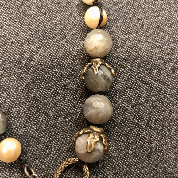 Love Heals Labradorite & Pearl Locket Mala Necklace - Picture 3 of 7